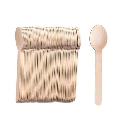 Juego de 50/100/200 piezas de cubertería desechable de madera | Tenedor, cuchillo y cuchara de madera | Adecuado para cucharas de pastel, cucharas de postre, cucharas de helado, tenedores de ensalada y tenedores de filete. Perfecto para cumpleaños, fiestas de Navidad, viajes de camping, picnics y decoraciones navideñas.