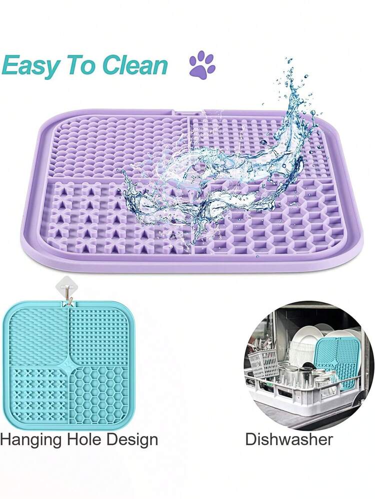 2 tấm thảm liếm bằng silicon cho thú cưng, tấm lót liếm có giác hút, bát ăn chậm, thảm liếm cho chó (Hình ảnh chính: Bìa cứng chỉ để trưng bày, không có bao bì bìa cứng) - Nhiều màu - Xem 2