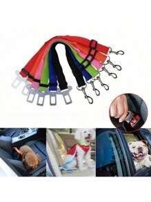 1 件宠物汽车牵引绳，狗和猫可调节后座系绳，牢固挂钩牵引绳，将您的宠物固定在车内