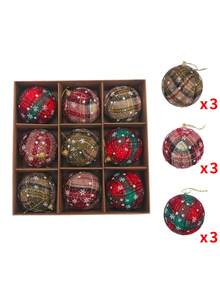 6cm/8cm Foam Christmas Ball Ornaments, With High-End Texture, Plaid Christmas Tree Decorations That Create A Warm Decorative Atmosphere And Can Be Used As Christmas Tabletop And Fireplace Decorations.