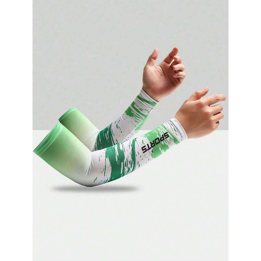 1 par de mangas protectoras de sol rosas con bloqueo UV, transpirables y elásticas de seda, adecuadas para deportes al aire libre, conducir, viajes en primavera y verano - Verde - Ver 1