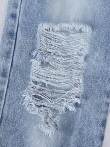 1pc Toddler Boys' Fashionable Distressed Denim Wide Leg Jeans, Streetwear Style, Autumn/Winter New Arrival