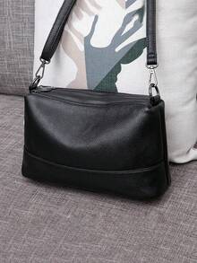休闲百搭简约多口袋多层斜挎包 - 黑色 - 查看 3