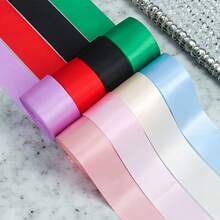 1 pieza Cinta colorida ajustada, decoración navideña y de Halloween, cinta de regalo de poliéster brillante, cinta de satén liso de unicolor, cinta de satén liso extra ancha para decoración de bodas, sillas, regalos, flores, adecuada para manualidades, bodas, cumpleaños - color mixto, suministros hechos a mano, tratamiento de superficie brillante, cara de satén de poliéster, decoración de bodas, borde elegante, textura suave, organizador de eventos, Ancho: 3.8cm, Longitud: 20m