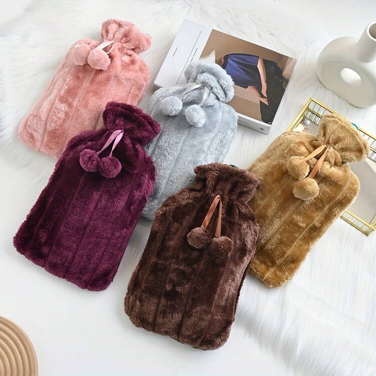 1PC Large Plush Rubber Hot Water Bottle, Ball-Shaped Hot Water Bottle, Water Filling, Warm Quilt Filling, Hot Water Bottle, Tummy Warmer, 67.63 Oz Thick Velvet, Bed Warmer For Pain Relief, Neck And Shoulder Warmth, Foot Warming, Menstrual Cramps Relief, Hot And Cold Therapy, Great Gift For Girl - Multicolor - View 2