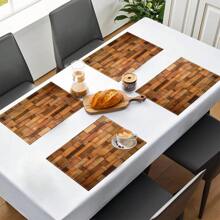1pc/4pcs/6pcs Wood Grain Pattern Printed Linen Placemats, Suitable For Dining Table, All Season Decor, Modern Washable Table Mats, Room Decor, Coasters, Kitchen Dining Mats, Indoor Outdoor Party Decoration, Home Decor, Ideal Gift