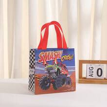Juego de 6 bolsas de regalo portátiles con temática de camión, de tela no tejida con asas, para fiestas, meriendas, dulces, juguetes y decoración de cumpleaños (se envían estilos al azar) - Camión - Ver 5