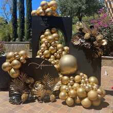 107个金色气球，金色金属气球拱门套装，18英寸、12英寸、10英寸、5英寸派对气球花环套装，适用于生日、毕业典礼、婚礼、节日派对装饰 - 彩色 - 查看 5