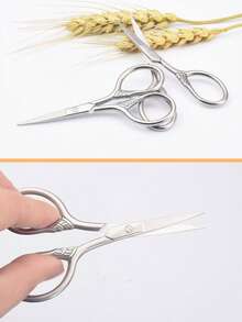2pcs/1pc Professional Stainless Steel Silver Pointed Precision Scissors, Multi-Functional Vintage Beauty Scissors Suitable For Facial Hair, Eyebrows, Eyelashes, Beard, Nose - Professional Beauty Grooming Scissors, Suitable For Home, Travel And Outdoor Use,Makeup,Cheap,Room Decor,Vanity,Travel,Bedroom,Makeup Accessories