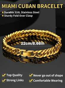 Men's Fashionable Versatile Gold Titanium Steel Bracelet - Gold - View 18