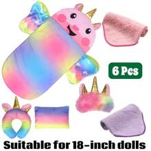 彩虹翅膀娃娃睡袋，带眼罩，适合10-14英寸娃娃、35厘米新生儿娃娃，圣诞节生日礼物，娃娃配件，不含娃娃，家居装饰