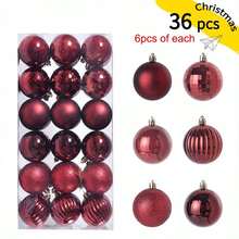 36件套1.18英寸圣诞树装饰球，防碎塑料圣诞树球装饰，圣诞树挂饰，多种款式，家居装饰，圣诞装饰，房间装饰，冬季圣诞装饰，家居圣诞礼物，圣诞装饰品