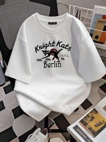 180g Pure Cotton Knight Kats 9 Lives Berlin T Shirt Vintage Washed Top For Everyday Wear Versatile Streetwear Stylish Soft Designer Clothes Unisex Fashion Casual Homme Graphic Comfortable Summer Print Round Neck Short Sleeve Stretched For Women Slightly Breathable