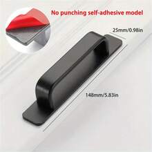 Manija de puerta de aleación de aluminio autoadhesiva - Diseño moderno apto para puertas de vidrio y corredizas - Disponible en negro, plateado, dorado - Multicolor - Ver 3