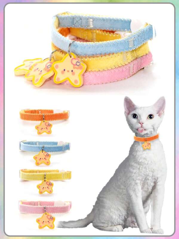 Nuevo estilo INS, Collar de terciopelo para gato, Colgante de estrella y océano, Adecuado para ocasiones de fiesta, Suave y cómodo de usar, Fácil de limpiar, Adecuado para collares de gato y perro