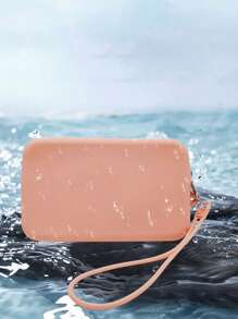 1个长形硅胶材质零钱包，多功能大容量收纳包，带绳化妆包，简约小物品数码收纳包，便携式零钱包，月经包，耳机包，柔软硅胶触感舒适，适合居家、工作、外出、旅行。