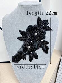 全新串珠、水晶、水钻刺绣贴花补丁，适用于服装、婚纱装饰、DIY 工艺用品，长度：22 厘米，宽度：14 厘米 - 多色 - 查看 9