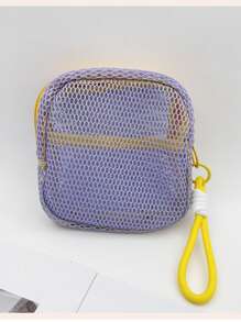 Pochette étanche pour cosmétiques 2025 Dopamine Tofu avec design en maille, grand sac d'articles de toilette de voyage pour produits de maquillage et d'hygiène | Étui de rangement à compartiments multiples avec fermeture éclair et sangle antidérapante. La couleur du nœud est aléatoire.