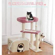 Modern Multi-Level Cat Activity Center - Complete With Scratching Posts, Soft Resting Pads And Climbing Platforms - 粉色 - 查看 8