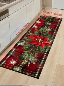 1 pezzo Tappeto da cucina natalizio rosso festivo, tappeto da cucina per le vacanze natalizie, tappeto per corridoio con motivo scozzese natalizio, decorazione natalizia, zerbino lavabile per feste natalizie, con retro antiscivolo, in peluche corto, tessitura annodato, in poliestere, per feste natalizie, tappeto/tappetino decorativo natalizio per interni - Tappeto Buon Natale, adatto per soggiorno, sala da pranzo, cucina, zona lavello, ingresso interno