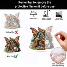 1/2/3 Pcs Butterfly House Desktop Ornaments Fairy Tale Style Multi-Purpose Acrylic Plaque 2D Flat Home Dormitory Office Desktop Supplies Bohemian Style Statue