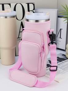 1 40 Ounce Cup Bag, Water Bottle Holder Bag With Adjustable Strap, Insulated Chloroprene Rubber Water Bottle Holder, Equipped With Double Bag Capacity Upgrade, Cross Bag With Adjustable Shoulder Strap, Cup Accessories, Water Bottle Carrying Bag With Phone Pocket, Straw Lid And Mountain Buckle, Suitable For Cups, Cup Pendant - Multicolor - View 6