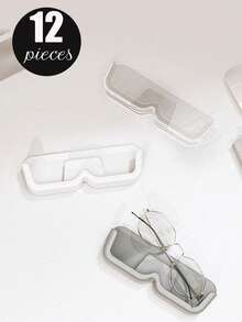 12 peças/10 peças/4 peças/3 peças/2 peças/1 peça de material plástico rígido sem furos, suporte para óculos de sol, caixa de armazenamento, estojo para óculos de sol, acessórios de exibição, adequado para colocar no quarto, sala de estar, banheiro ou escritório - multicolorido - Ver 2