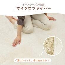 シャギーラグ ラグ カーペット 厚手 滑り止め付 ホットカーペット対応 絨毯 - ベージュ - チェックする 8