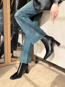 2025秋冬法式修身踝靴，女士高跟短靴，修身显腿长，时尚靴子，新款，大码