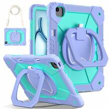 Colorblock Handheld Rotating Shockproof Protective Case With Shoulder Strap For Apple IPad Mini 7, IPad Mini 6, IPad 6th (9.7-Inch), IPad Pro 9.7 (2016), IPad 5th (9.7-Inch), IPad 10.2 7th Gen 2019, IPad 8th (10.2-Inch), IPad 9th Gen (10.2-Inch), IPad 11(A16 2025), IPad 10th (10.9-Inch), IPad Air 4th (10.9-Inch), IPad Air 5th Gen 2022, IPad Air 11-In.(M2)-2024, IPad Air 11(M3 2025)
