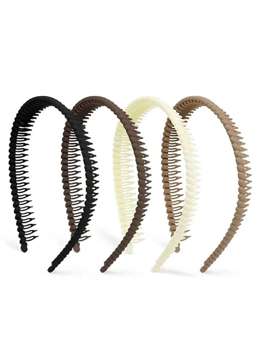 4 قطع شريط رأس للنساء لغسل الوجه مانع للانزلاق، شريط رأس بتصميم أسنان المشط، شريط رأس بتصميم موجي كاكسسوار شعر عصري