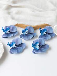 1片/6片/30片人造兰花花瓣，3.9英寸仿真PU蝴蝶兰花头，散装人造蝴蝶兰花头，适用于婚礼花束装饰、DIY手工、新娘送礼、摄影道具 - 藍色 - 查看 4