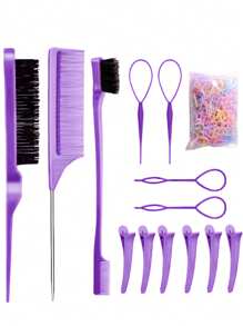 5件套三排钢针梳子，长尾眉刷，高光梳，适用于发型、化妆、盘发造型，也可作为学习用品、礼品、美发配件、头部饰品。 - 彩色 - 查看 22