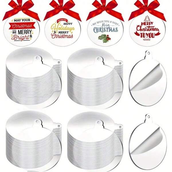 10pcs/20pcs 3 Inch Clear Acrylic Christmas Ornaments - Unfinished Round Blank With Ribbon, Suitable For DIY Tree Decor And Holiday Party Crafts