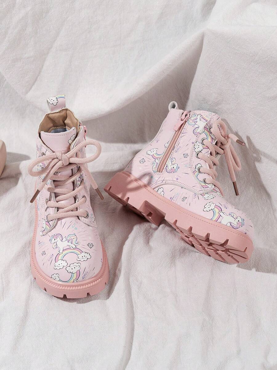 1 Pair Girls Autumn/Winter Rainbow White Pony Print Birthday Party ...