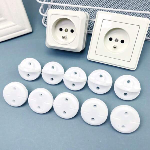 10 pièces Protections de prise électrique anti-bébé françaises, protections de prise avec poignée de traction cachée, protections de prise de sécurité pour bébé, protecteurs de prise électrique, protections de prise de sécurité pour enfant, convient pour les prises françaises et finlandaises