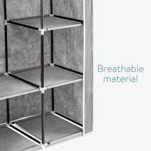 Large Folding Fabric Wardrobe With Shelves And Hanging Rail, 88 X 170 X 45 Cm, Clothes Organizer For Bedroom, Grey