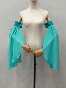 1pc Black Chiffon With Puff Sleeves & Grim 2 Elastic For Halloween Party Bride Sleeve Accessory