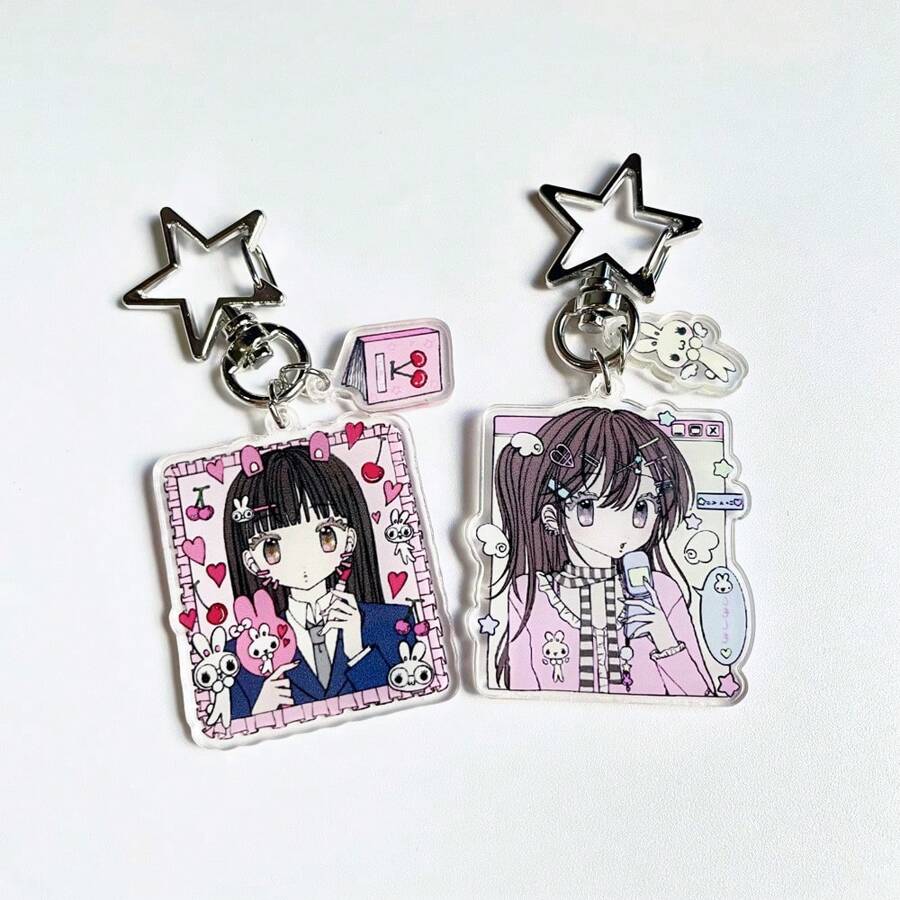 1 pieza Llavero acrílico, dije de teléfono, recuerdo escolar, colgante de bolso, estilo escolar japonés retro rosa con corazón, en el estilo Y2K, adecuado para todas las estaciones, eventos de la empresa, accesorios de Halloween, ideas de regalo para el Día del Maestro, Navidad, accesorios de bolso, cordones con portaidentificaciones, accesorios de coche, dijes de bolso, para la hermana