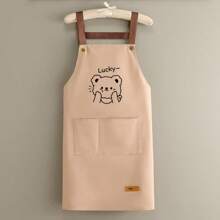 1 قطعة مريلة مقاومة للماء للاستخدام في المطبخ، مقاومة للخدش وقوية، مصنوعة من قماش صديق للبشرة، أشرطة كتف مريحة