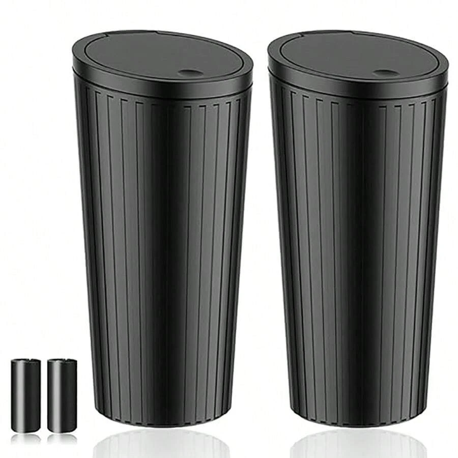 Car Trash Can, Mini Trash Can With Lid, Storage Box, Storage Box, Car Trash Bin, Trash Can, Car Accessories For Interior, Leakproof Small Trash Cup For Home With Additional And 30pcs Trash Bags Black