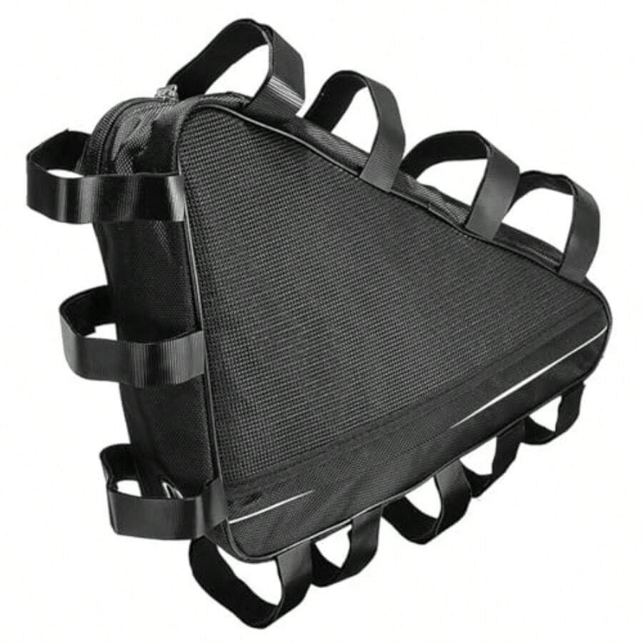 Bicycle Triangle Frame Bag 39x34x26cm Oxford Cloth Saddle Storage Bag With 8cm Thickness Front Beam Fixing Tool Pouch For Cycling MTB Road Bike Black