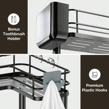 Freestanding Shower Shelf (3 Pack), Corner Shower Caddy, No Drilling For Bathroom, Black