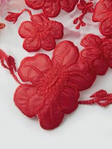 Women Y2K Floral Embroidered Halter Tops Sheer Mesh Camisole Tank Tops See Through Tie Back Sleeveless Deep V Neck Cami Crop  Tops Summer Backless Vests Shirts Going Out Tops Party Club Beach Vacation Streetwear Coquette Clothes - Hot Pink - View 8