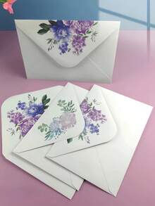 20/50 chiếc phong bì trắng tươi tối giản thanh lịch có họa tiết hoa mẫu đơn và hoa tử đinh hương, thiệp cao cấp, bưu thiếp, thiệp mời trở lại trường - Nhiều màu - Xem 7