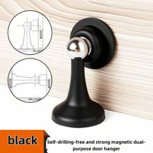 1/2 Pairs Of Powerful Magnetic Door Stops, Magnetic Door Stops For The Bottom Of The Door, Magnetic Door Stops, Double-Sided Tape, Matte Black Decorative Door Stops, Made Of Noise-Reducing Silicone, Easy To Install Without Drilling.