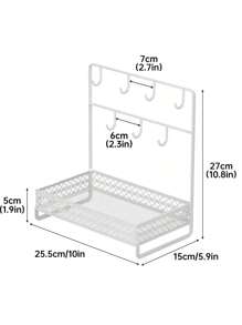 1 pieza Estantería de almacenamiento de llaves multifuncional para la entrada, estantería de almacenamiento de gabinete de zapatos para la entrada, caja de almacenamiento de máscaras, estantería de almacenamiento de joyas, mesa de centro de la sala de estar, mueble del pasillo, entrada, estantería de almacenamiento de cosméticos multifuncional de hierro con ganchos, estantería de baño simple, plato de exhibición de joyas de alta capacidad y creativo