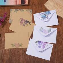 20/50 chiếc phong bì trắng tươi tối giản thanh lịch có họa tiết hoa mẫu đơn và hoa tử đinh hương, thiệp cao cấp, bưu thiếp, thiệp mời trở lại trường - Nhiều màu - Xem 4