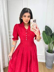 12 Simple Split Fabric Spring/Summer Wedding Dress - Red - View 2