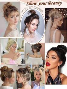 Bird's Nest Magic Hair Clip Straight Hair Bun Hair Piece Clip On Hairtail Extension Heat Resistant Synthetic Straight Chignon With Fluffy Donut Updo Natural Hairpiece Black Brown Blonde Hair Bun For Women Ponytail Holders Fashion Hair Suitable For Daily Wear 1PC - Multicolor - View 9